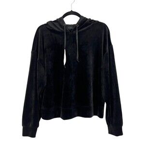 Sanctuary Womens Size Medium Black Velour Hooded Sweatshirt